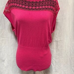 White House Black Market Fuchsia Lace Blouse